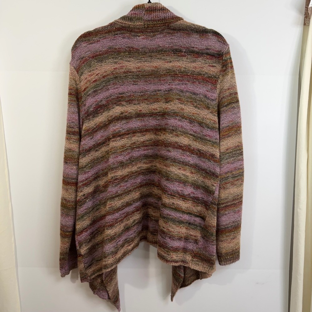 Ruby Rd. Woman Multicolor Striped Knit Waterfall Cardigan Sweater 2X‎ - Picture 5 of 7